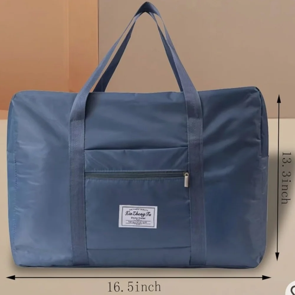 Blue Travel Duffle Bag with Front Pocket — Unbranded